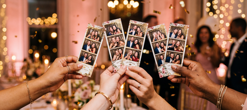 Guests enjoying luxury photo booth with instant prints